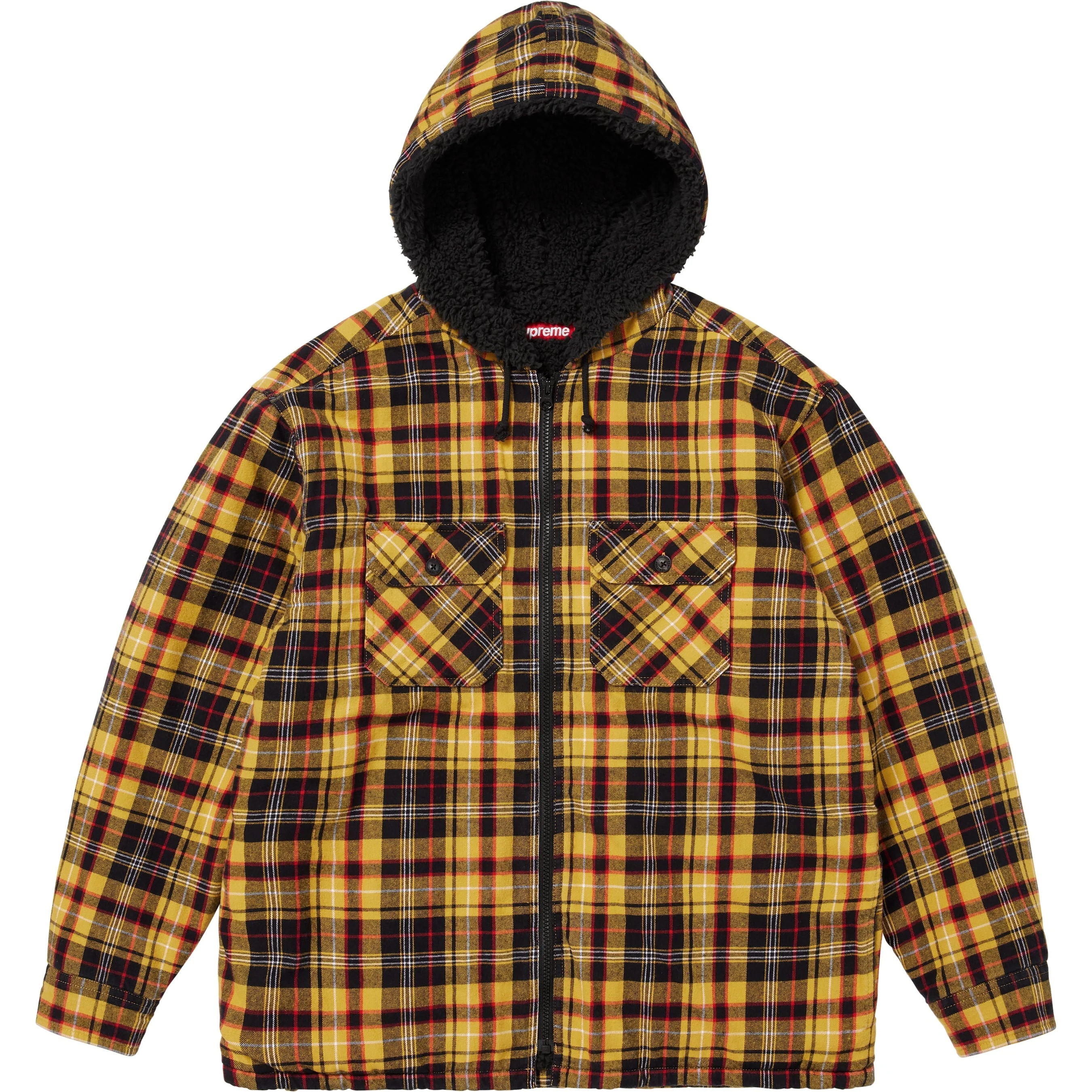 Lined Zip Up Hooded Flannel Shirt view 14